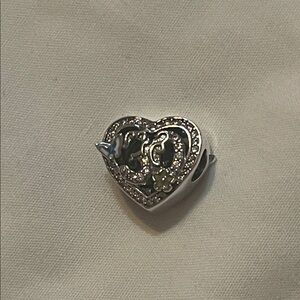 Heart-Shaped 925 Sterling Silver Charm with Number “30” and Floral Accents